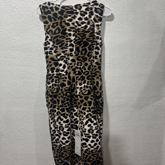 cache Bodycon Animal Print dress Size 4 Stretch Peplum Pleated Hip NEW - Picture 7 of 11